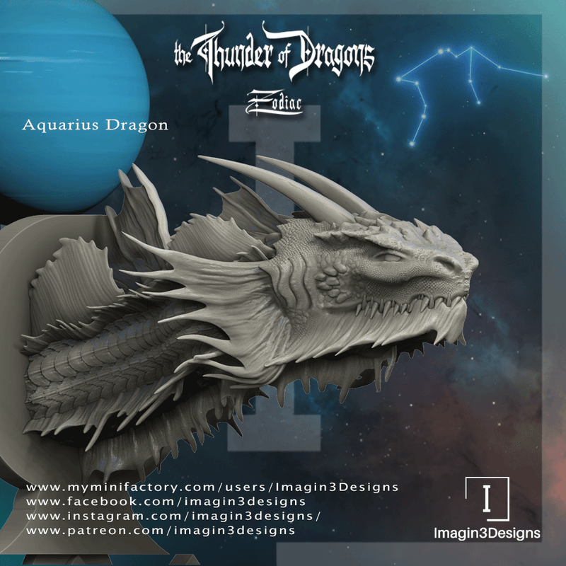 #A11 Stormwing The Aquarius Dragon Bust 3D Printed Miniature Primed Wholesale