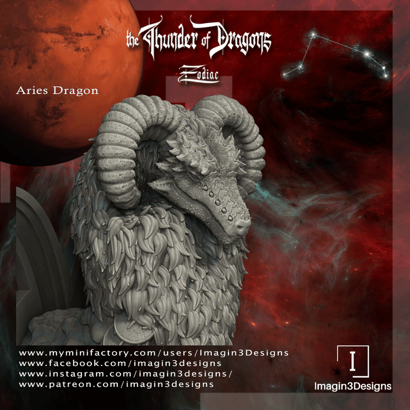 #A1 Infernoth The Aries Dragon Bust 3D Printed Miniature Primed Wholesale