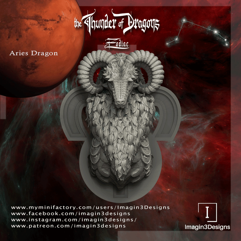 #A1 Infernoth The Aries Dragon Bust 3D Printed Miniature Primed Wholesale