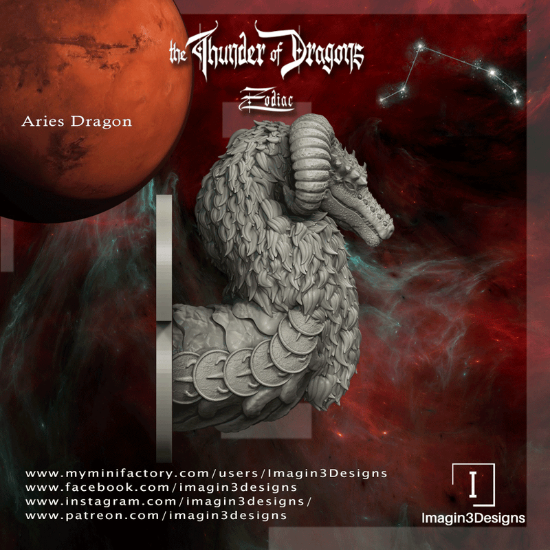#A1 Infernoth The Aries Dragon Bust 3D Printed Miniature Primed Wholesale