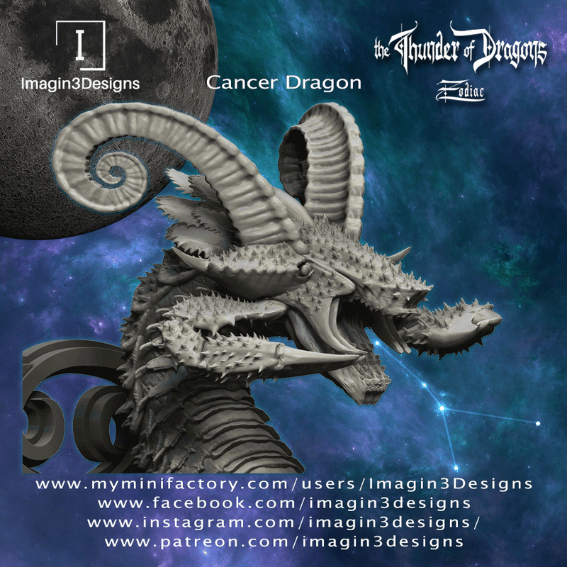 #A4 Shellstorm The Cancer Dragon Bust 3D Printed Miniature Primed Wholesale