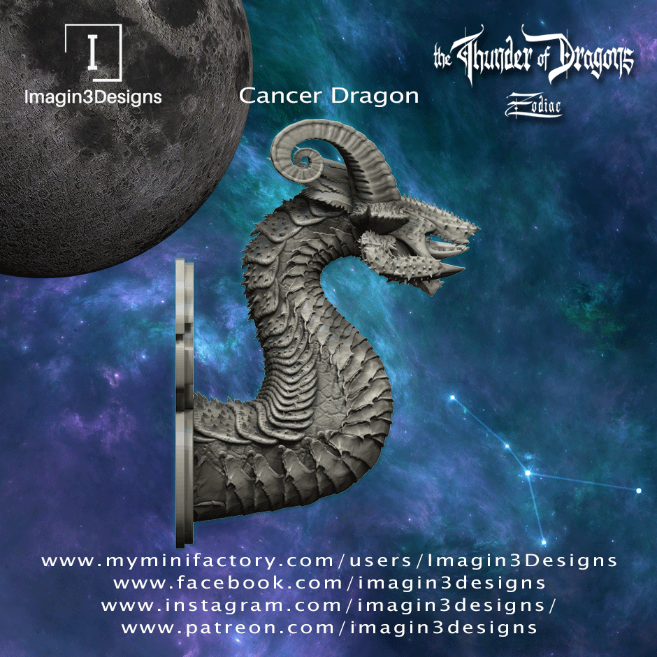 #A4 Shellstorm The Cancer Dragon Bust 3D Printed Miniature Primed Wholesale