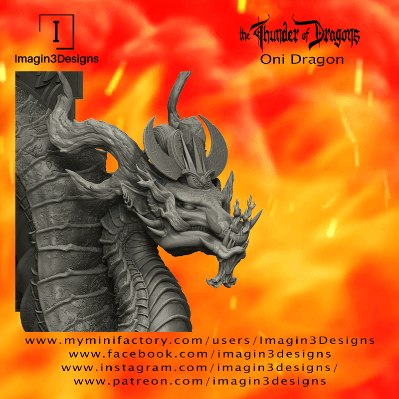#34 Rakushin The Oni Dragon Bust 3D Printed Miniature Primed Wholesale