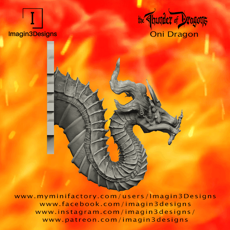 #34 Rakushin The Oni Dragon Bust 3D Printed Miniature Primed Wholesale
