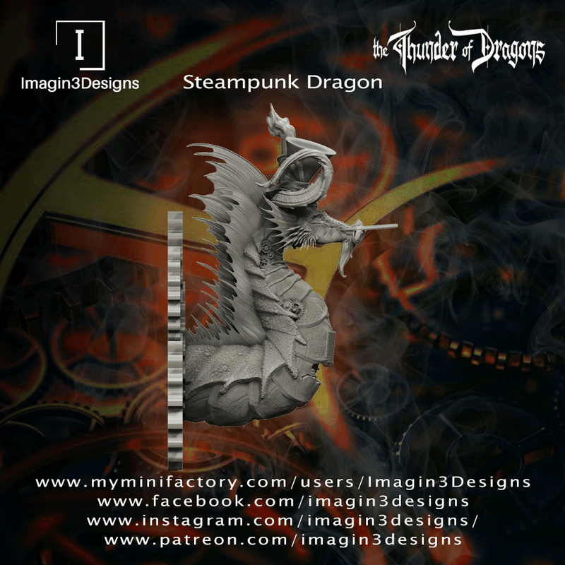 #36 Dr. Imidium Cogsworth Wyrmwood the Third Steampunk Dragon Bust 3D Printed Miniature Primed