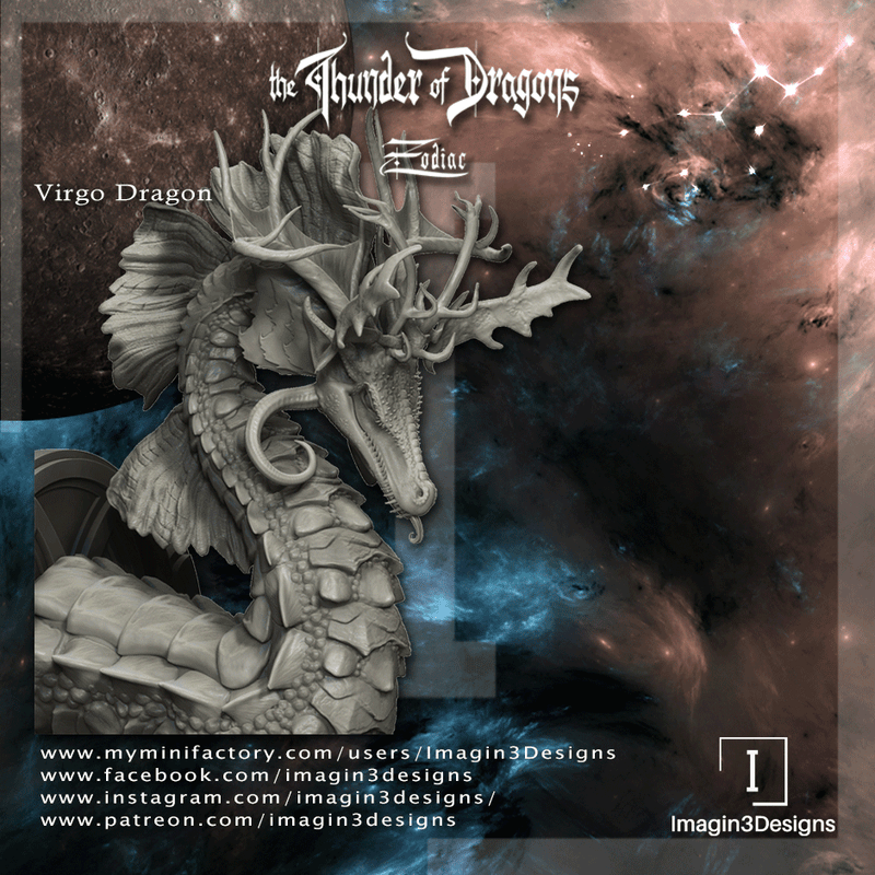 #A6 Earthsprite The Virgo Dragon Bust 3D Printed Miniature Primed Wholesale