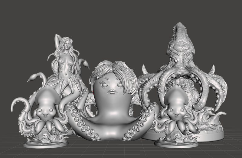 Meet The Krakens Complete Set 3d Printed Miniature Legends of Calindria Primed