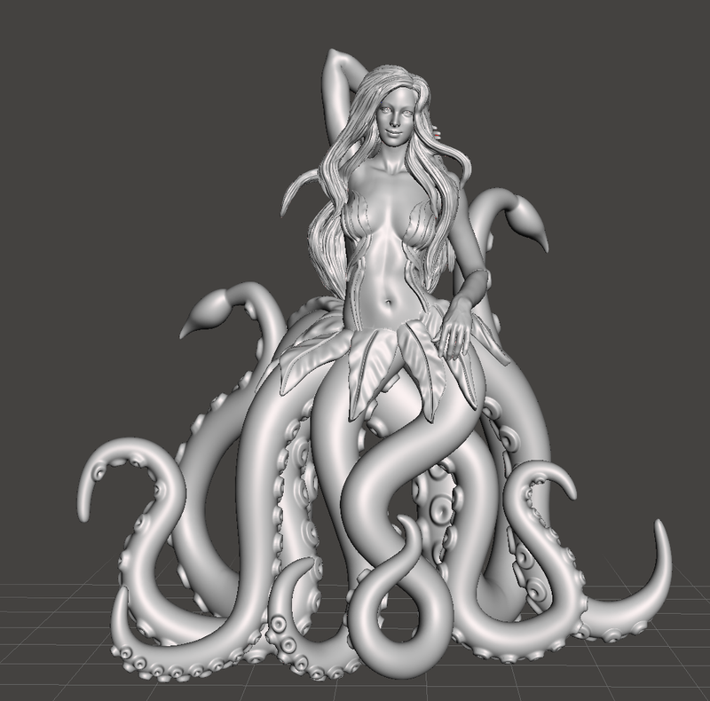 Kurvy Kraken 3d Printed Miniature Legends of Calindria Primed