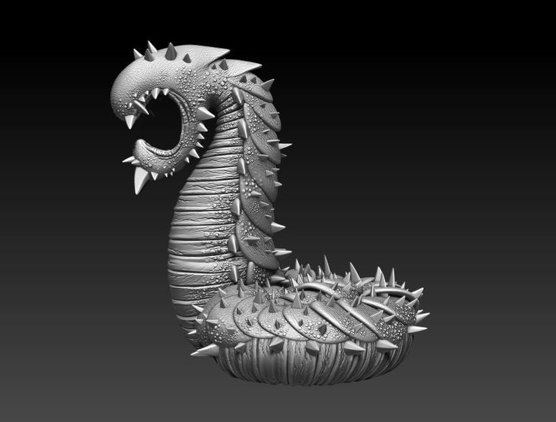 Mezcal the Purple Worm Legends of Calindria 3D Printed Miniature Primed