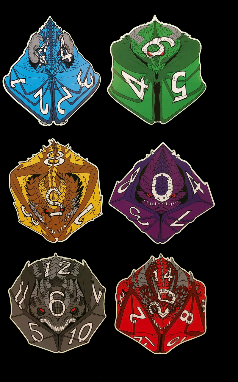 Dragon Dice Vinyl Sticker Complete Set