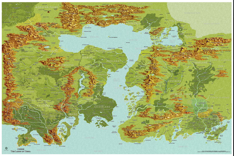 Aihrde Lands of Ursal Map Art Gallery Canvas Print