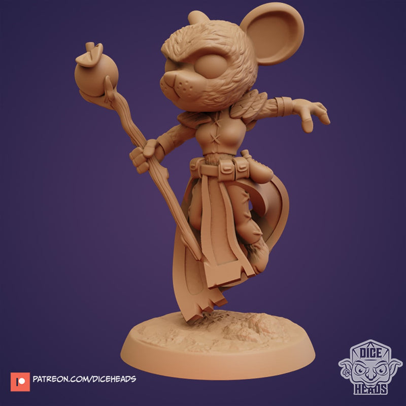 Badhama The Mousefolk Druid 3D Printed Miniature Legends of Calindria Primed