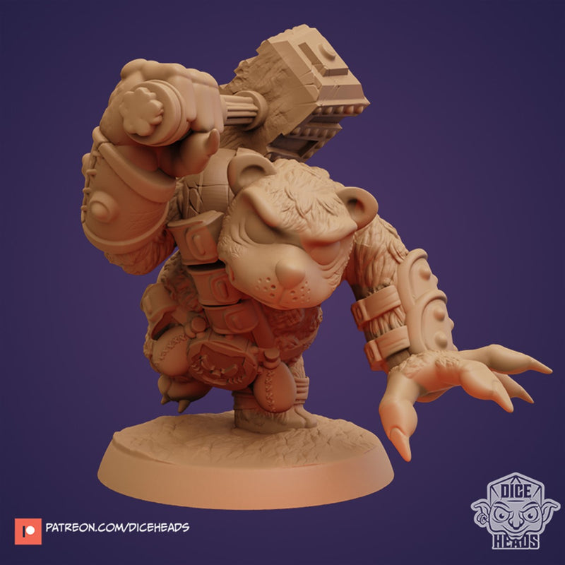 Bearclaw The Barbarian Bear 3D Printed Miniature Legends of Calindria Primed