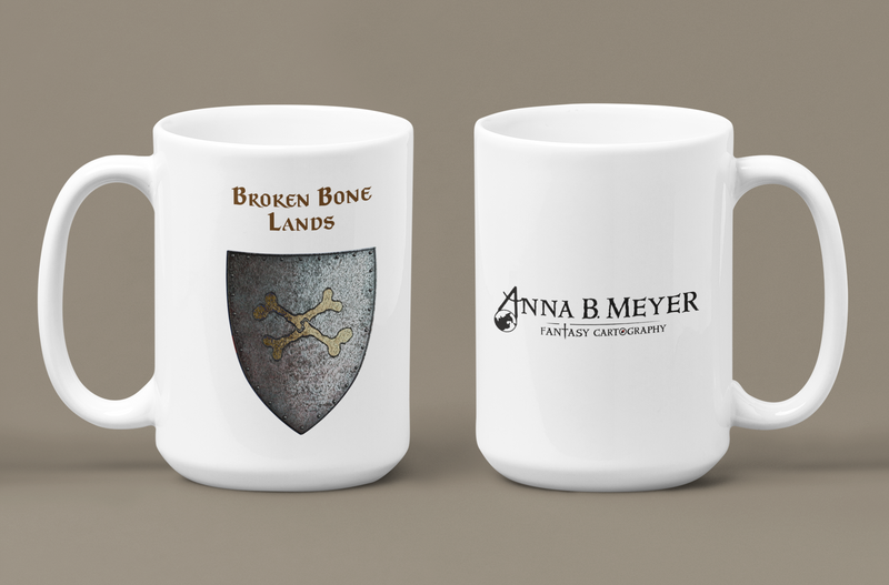 Broken Bone Lands Polished Heraldry of Greyhawk Anna Meyer Cartography Coffee Mug 11oz/15oz