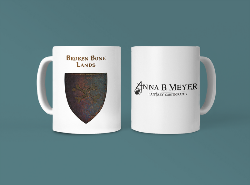 Broken Bone Lands Heraldry of Greyhawk Anna Meyer Cartography Coffee Mug 11oz/15oz
