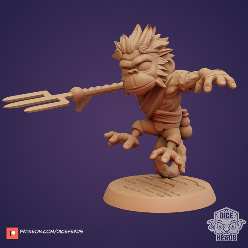Calabash The Monkey Monk 3D Printed Miniature Legends of Calindria Primed