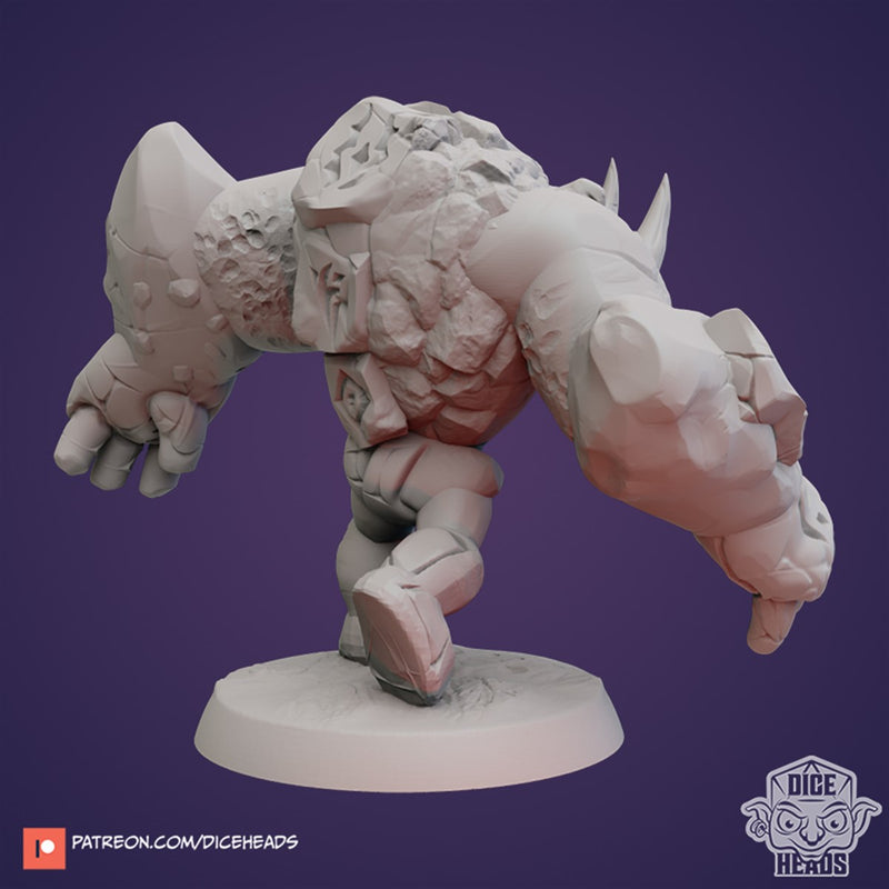 Cantank Ceros Rhino Stone Golem1 3D Printed Miniature Legends of Calindria Primed