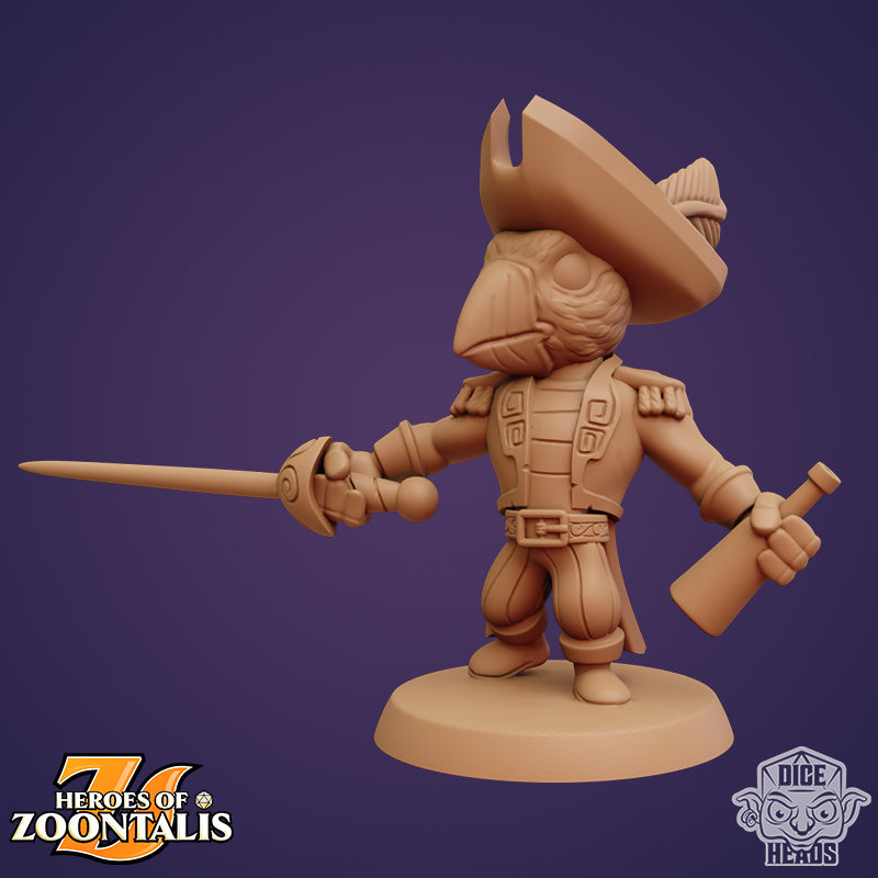 Carmine Herringcatcher Puffin Swashbuckler 3D Printed Miniature Legends of Calindria Primed