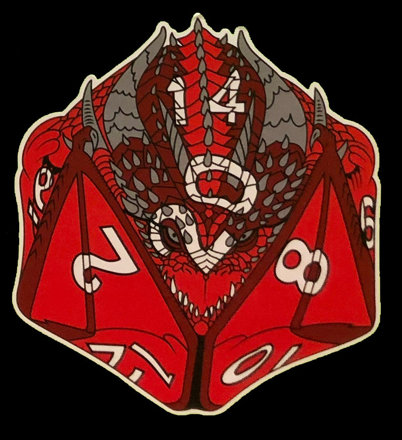 Scaldrus the Red D20 Dragon Dice Vinyl Sticker
