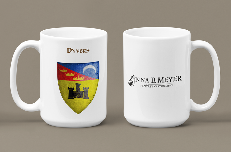 Dyvers Heraldry of Greyhawk Anna Meyer Cartography Coffee Mug 11oz/15oz