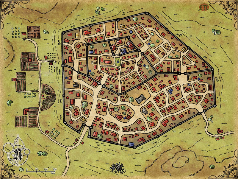 Double Walled City Fantasy Map