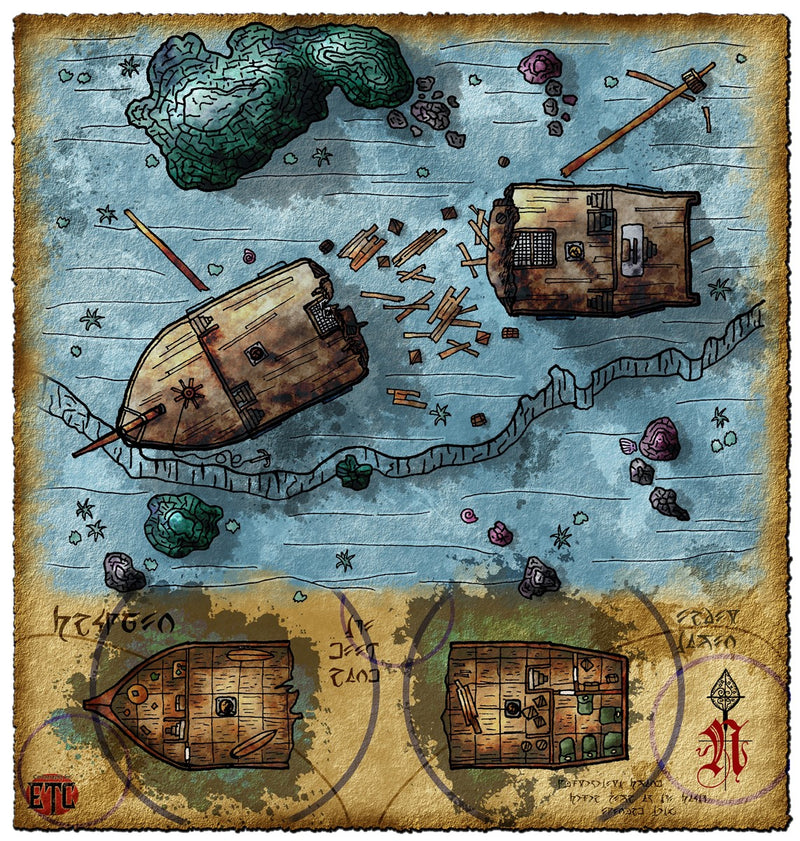 Sunken Ship Fantasy Map