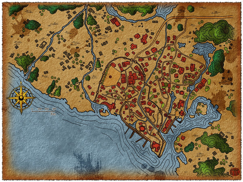 Swamp Settlement Fantasy Map