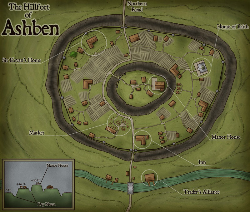The Hillfort Of Ashben Fantasy Map