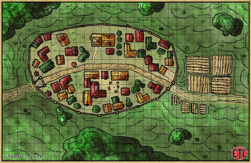 Walled Town Fantasy Map