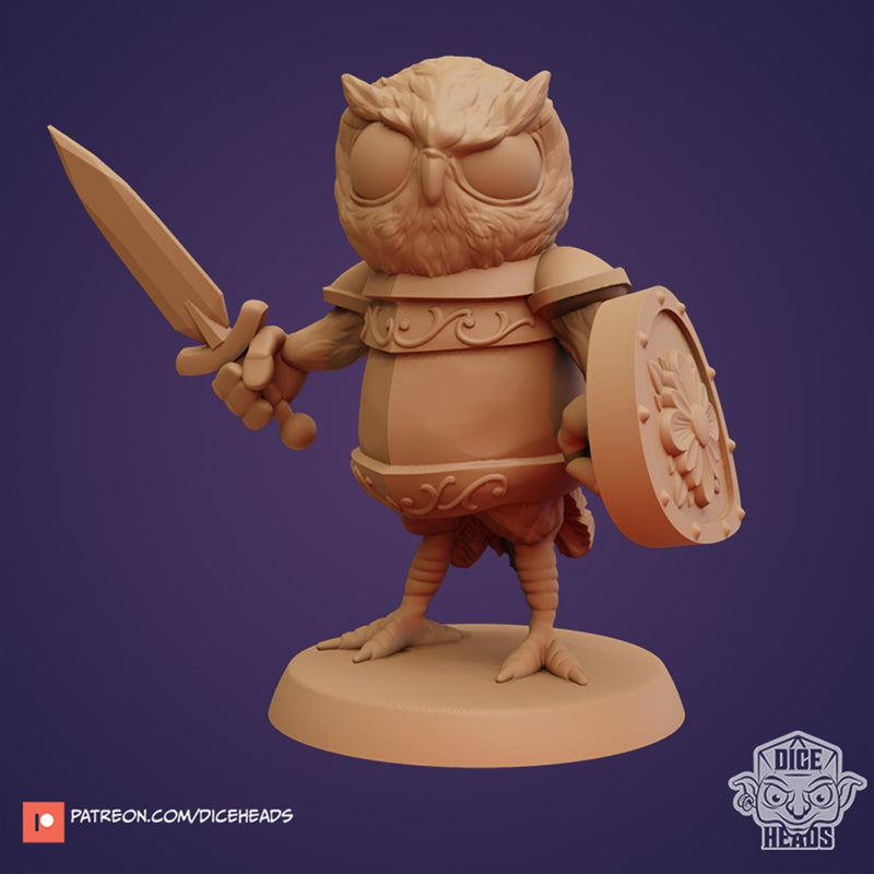 Ebbesu The Owl Fighter 3D Printed Miniature Legends of Calindria Primed