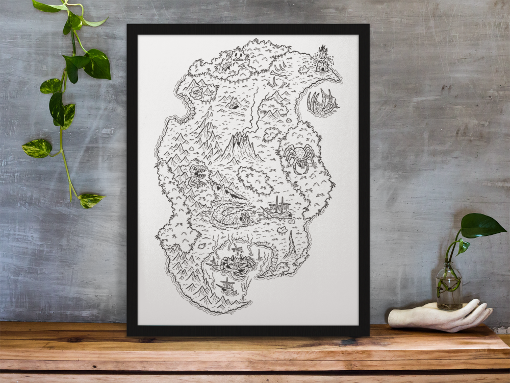 Escape from Skullcano Island Map Gallery Canvas Art Print