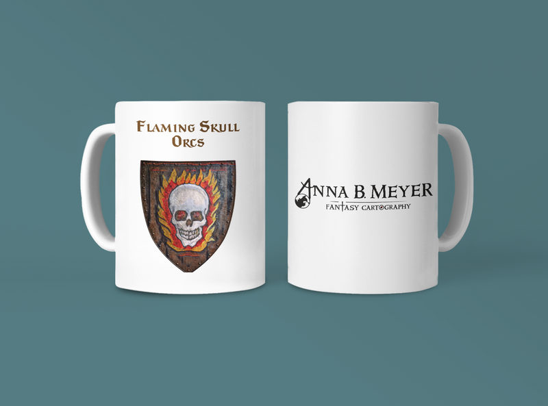 Flaming Skull Orcs Heraldry of Greyhawk Anna Meyer Cartography Coffee Mug 11oz/15oz