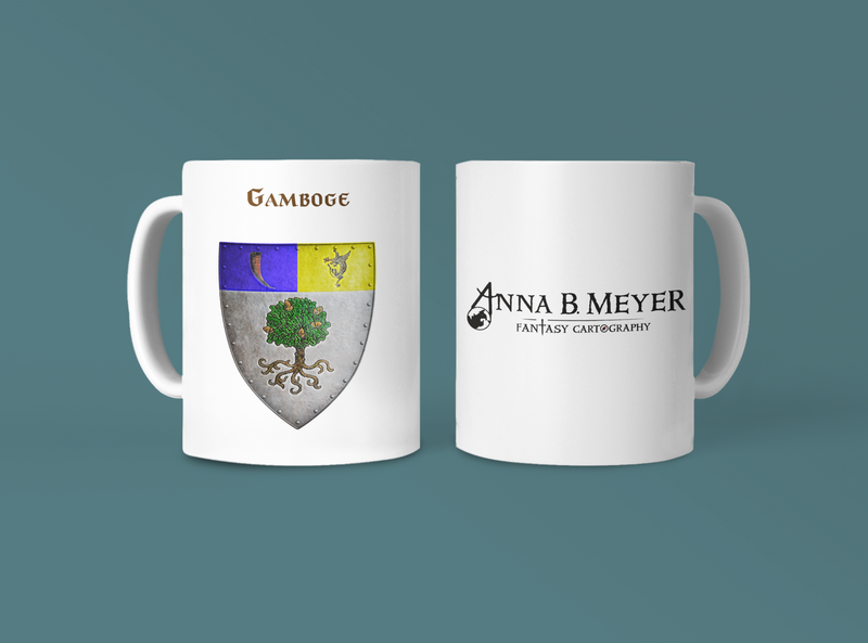 Gamboge Heraldry of Greyhawk Anna Meyer Cartography Coffee Mug 11oz/15oz