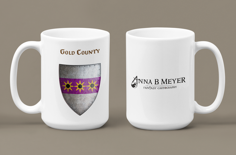 Gold County Heraldry of Greyhawk Anna Meyer Cartography Coffee Mug 11oz/15oz