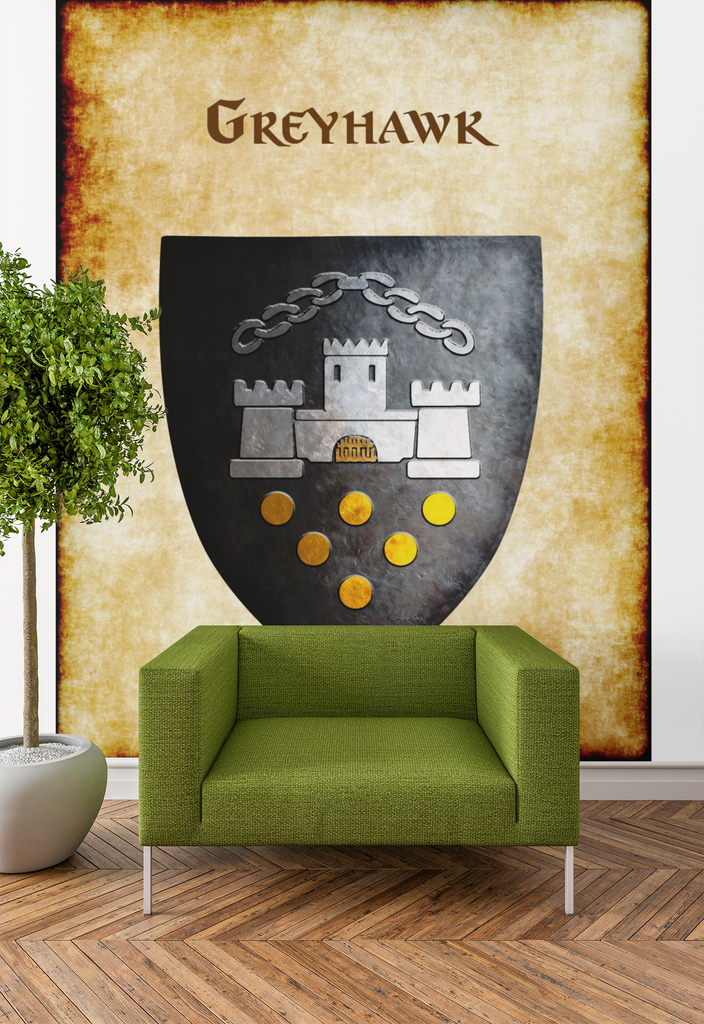 Greyhawk no rivets Heraldry of Greyhawk Anna Meyer Cartography Canvas Art Print