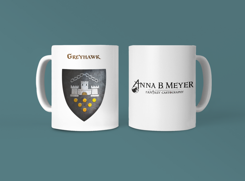 Greyhawk no rivets Heraldry of Greyhawk Anna Meyer Cartography Coffee Mug 11oz/15oz