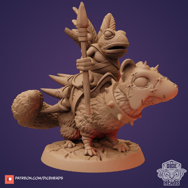 Hip The Toad With Winky The Weasel 3D Printed Miniature Legends of Calindria Primed