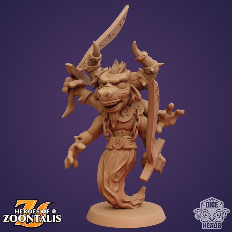 Huffin Ryton Minotaur Djinn 3D Printed Miniature Legends of Calindria Primed