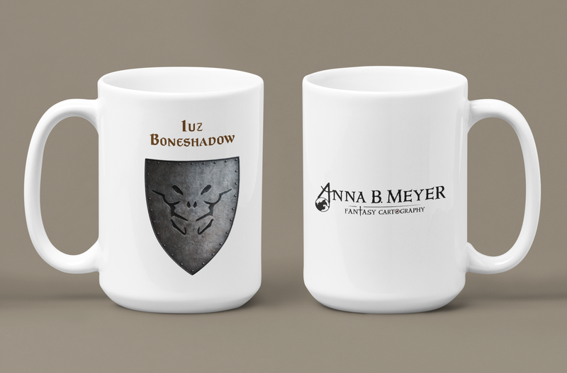 Iuz - Boneshadow Heraldry of Greyhawk Anna Meyer Cartography Coffee Mug 11oz/15oz