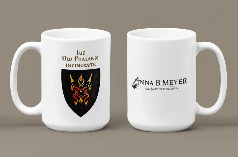 Iuz -Old Phalanx incinerate Heraldry of Greyhawk Anna Meyer Cartography Coffee Mug 11oz/15oz