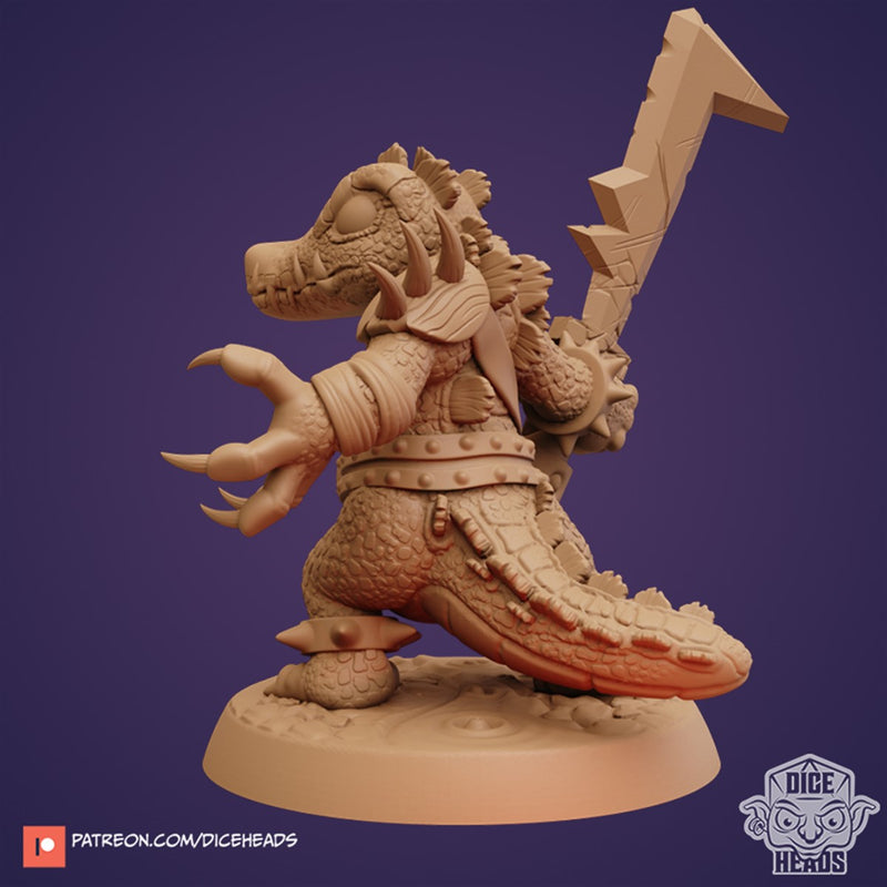 Johnstoni Jones The Swamp Smasher Crocodile Barbarian 3D Printed Miniature Legends of Calindria Primed