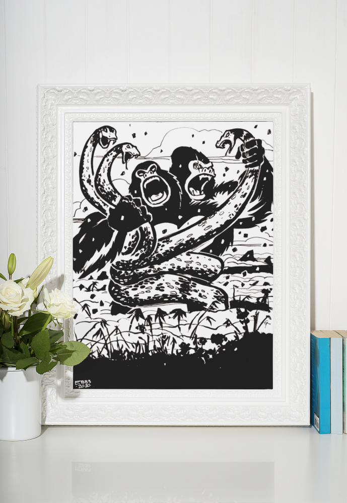 Kaiju Battle Cover Gallery Canvas Art Print