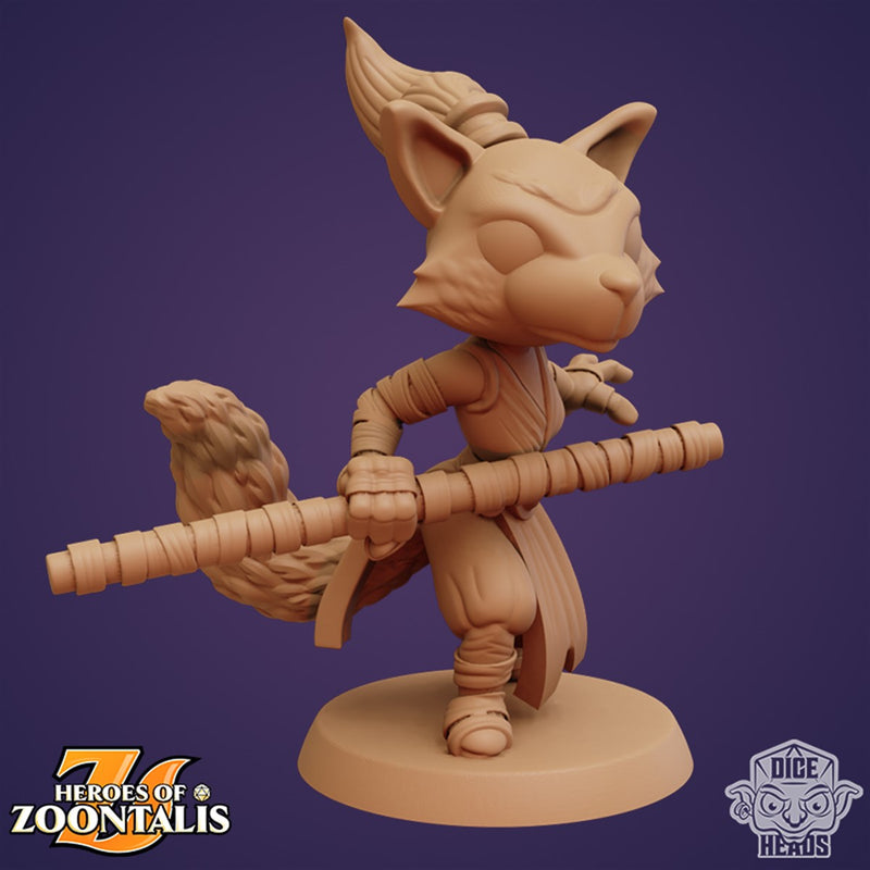 Kaizen Aishi Kitsune Fox of the Amanthi Monks 3D Printed Miniature Legends of Calindria Primed