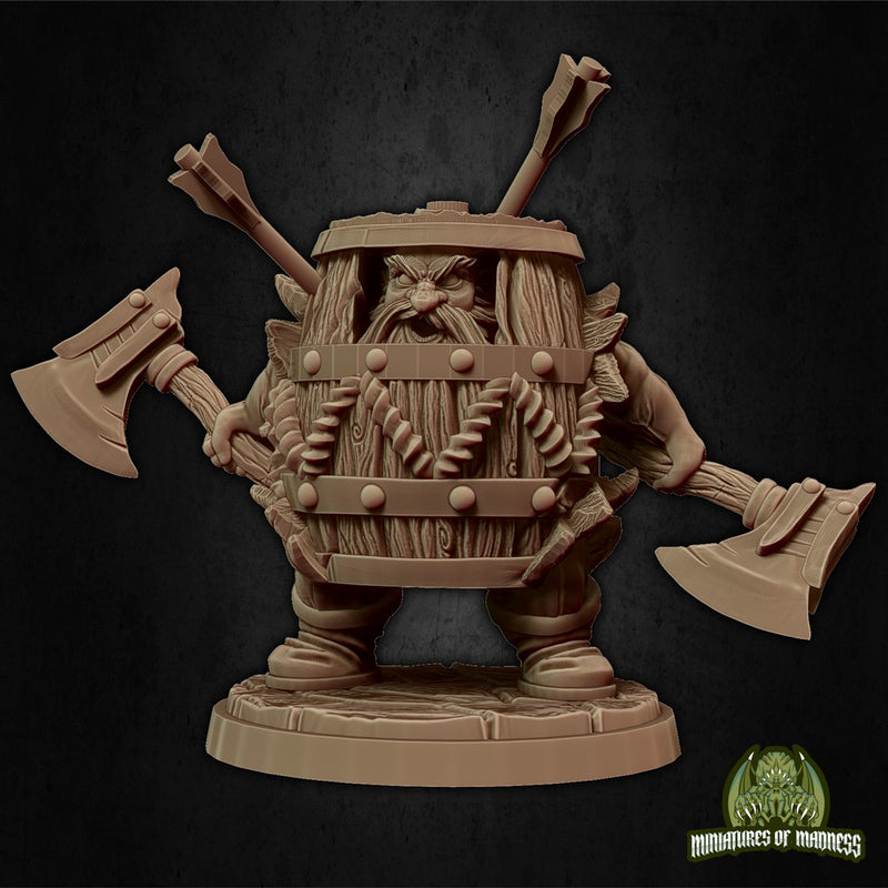 Klaus The Barrel 3D Printed Miniature Legends of Calindria Primed