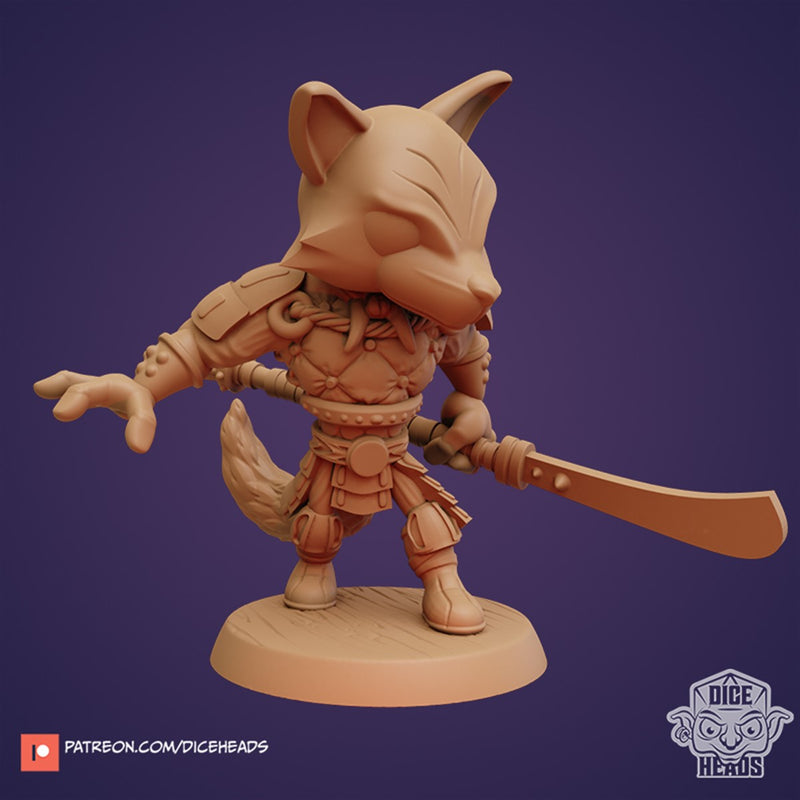 Koduka The Kitsune Fighter 3D Printed Miniature Legends of Calindria Primed