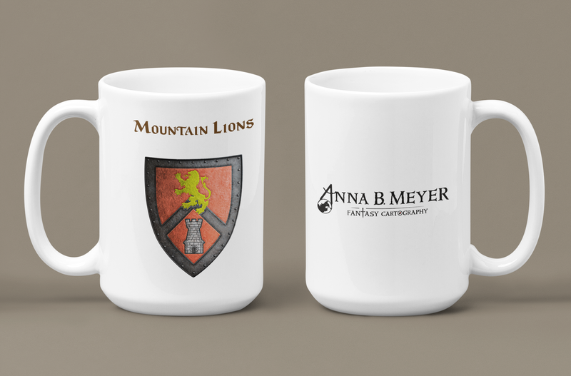 Mountain Lions Heraldry of Greyhawk Anna Meyer Cartography Coffee Mug 11oz/15oz
