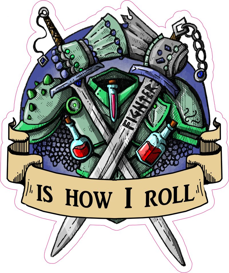 Fighter Is How I Roll RPG 6" Class Vinyl Sticker