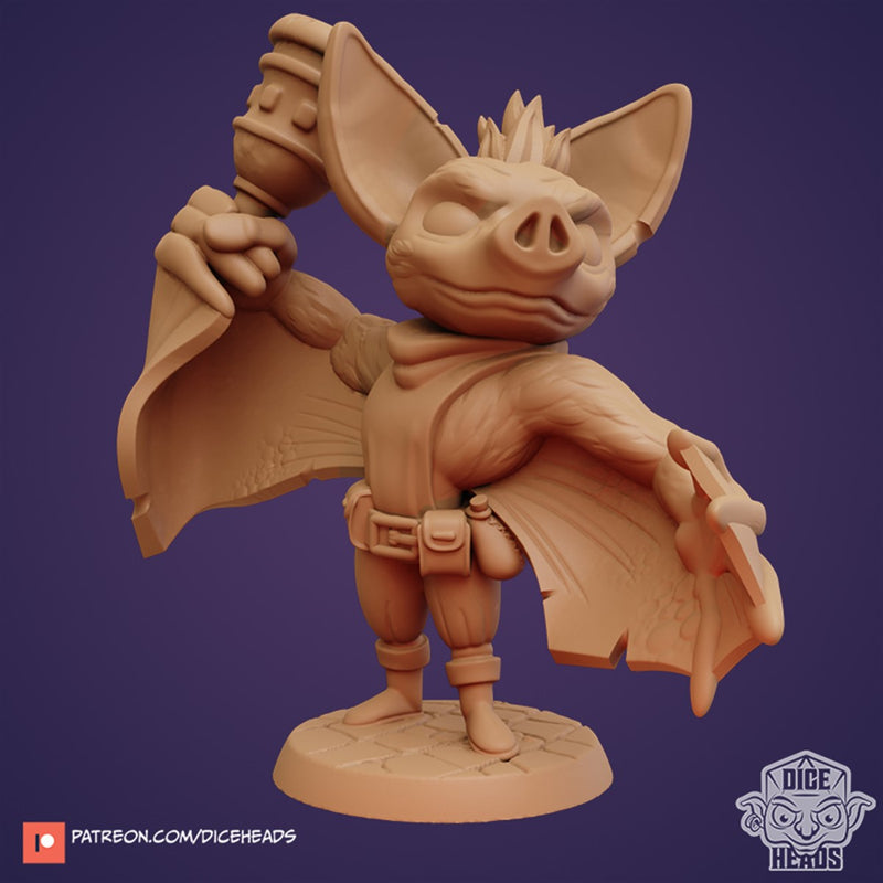 Racket Pipistrelle Bat Grave Cleric 3D Printed Miniature Legends of Calindria Primed