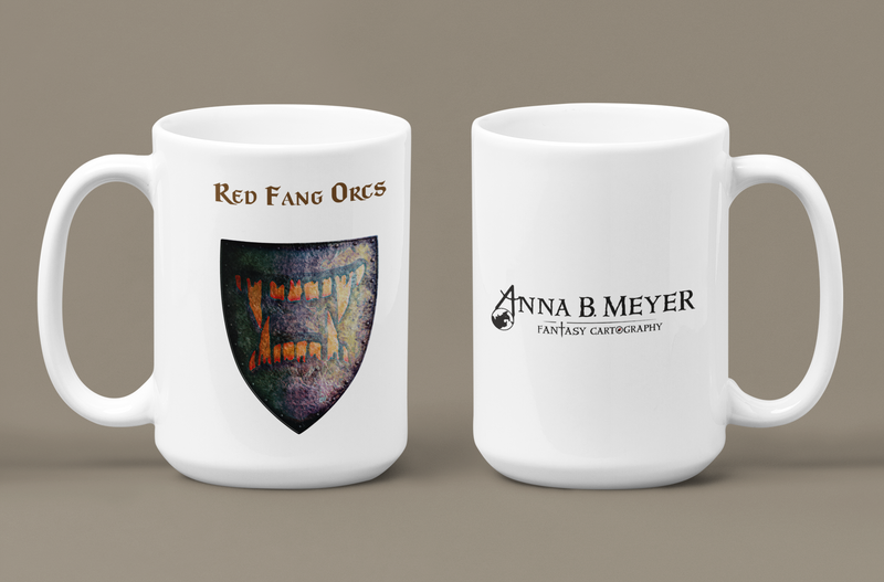 Red Fang Orcs Heraldry of Greyhawk Anna Meyer Cartography Coffee Mug 11oz/15oz
