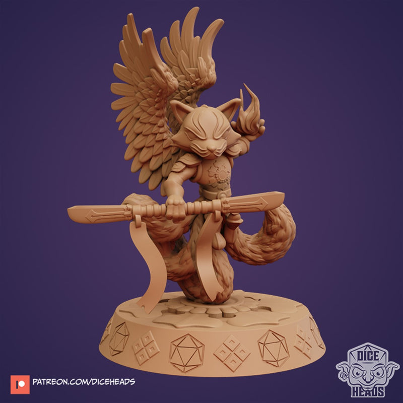 Reyn The Kitsune Trickster God 3D Printed Miniature Legends of Calindria Primed